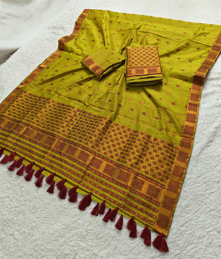 Ready-To-Wear Jari & Dhaga AC Cotton* Mekhela Sador