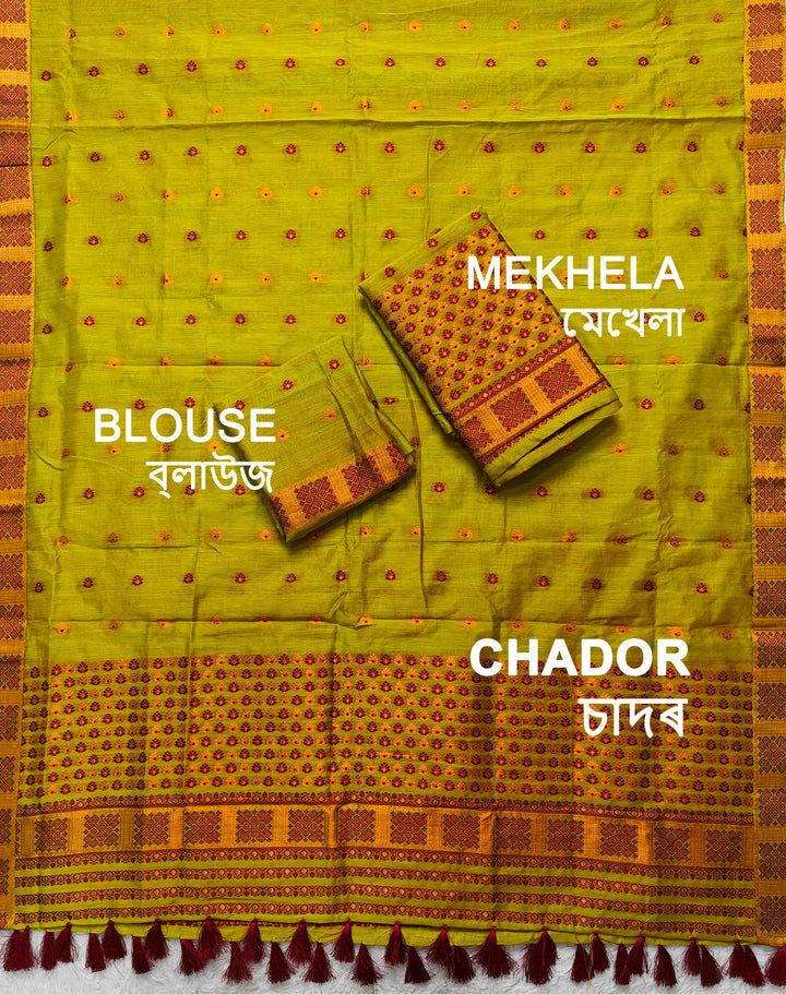 Ready-To-Wear Jari & Dhaga AC Cotton* Mekhela Sador