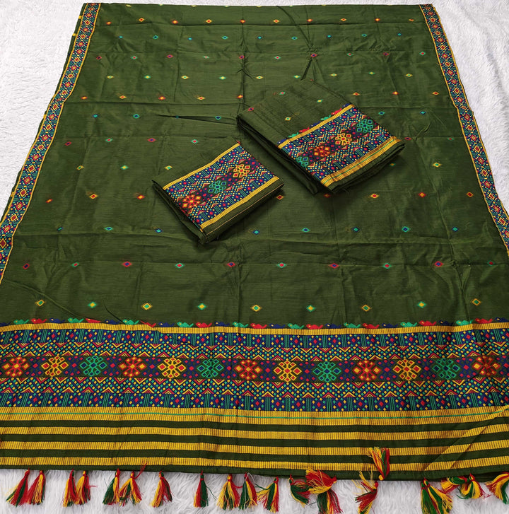 Ready-To-Wear Multi-Dhaga Work AC Cotton* Mekhela Sador