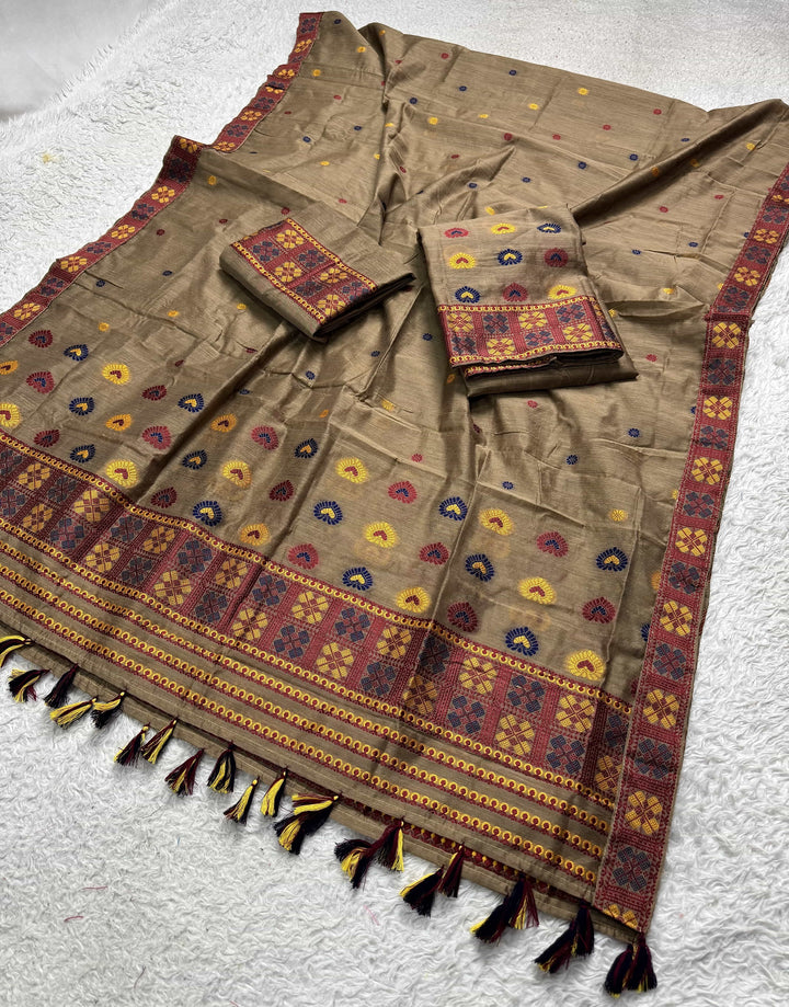 Ready-To-Wear Multi-Dhaga Work AC Cotton* Mekhela Sador