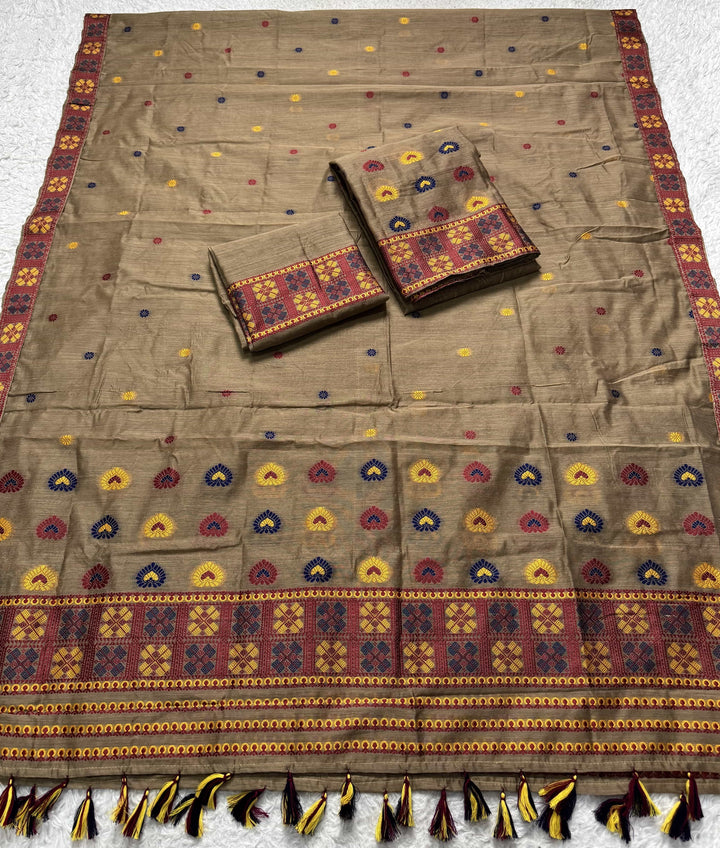 Ready-To-Wear Multi-Dhaga Work AC Cotton* Mekhela Sador