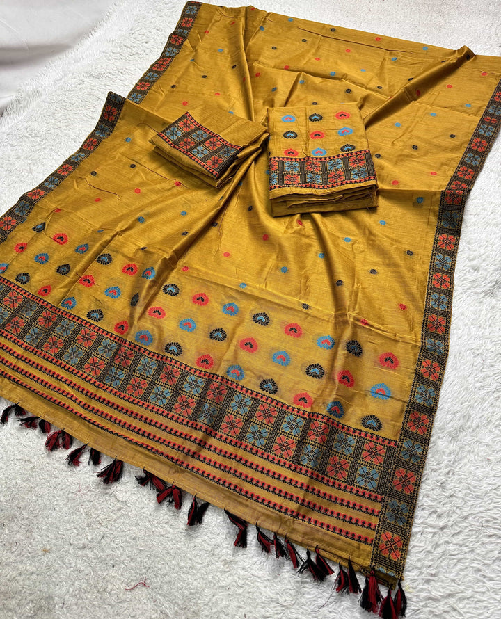 Ready-To-Wear Multi-Dhaga Work AC Cotton* Mekhela Sador