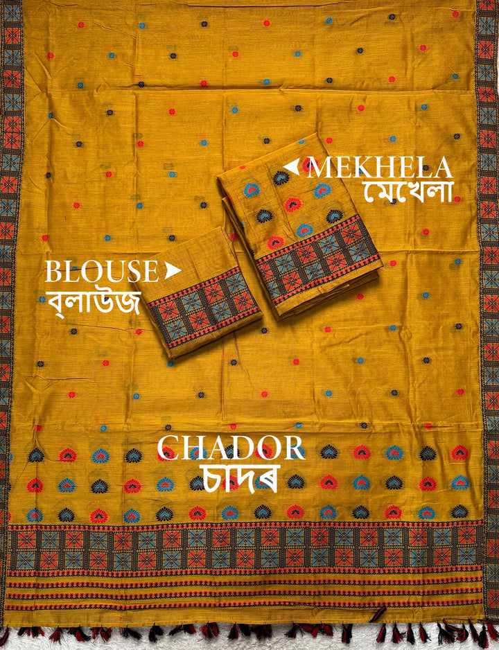 Ready-To-Wear Multi-Dhaga Work AC Cotton* Mekhela Sador