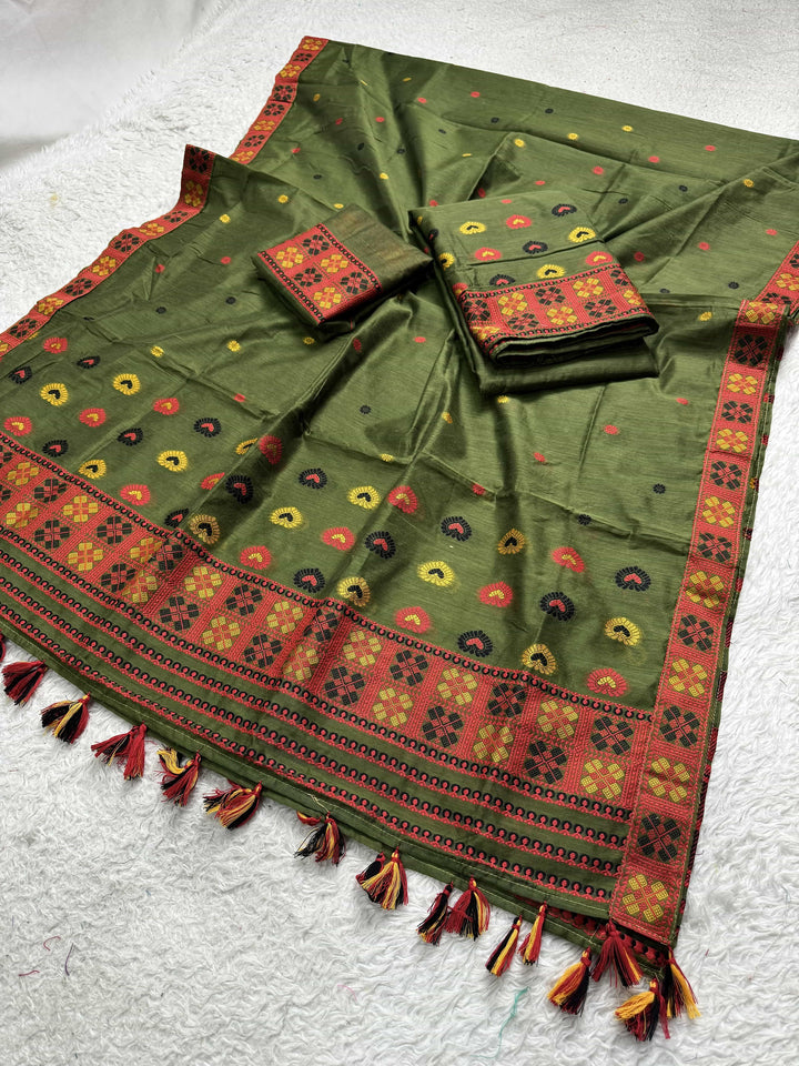 Ready-To-Wear Multi-Dhaga Work AC Cotton* Mekhela Sador