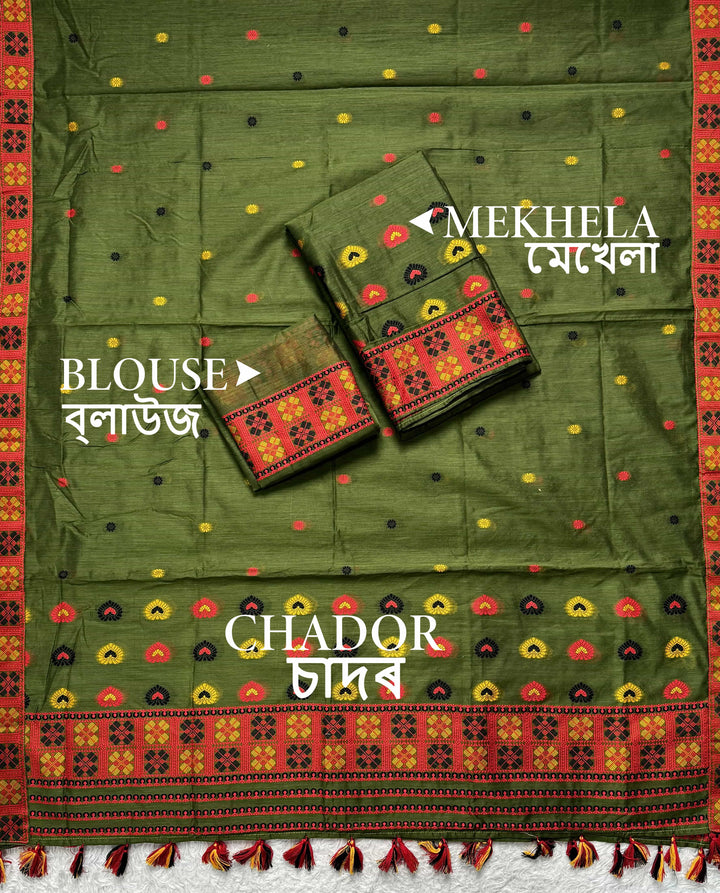 Ready-To-Wear Multi-Dhaga Work AC Cotton* Mekhela Sador