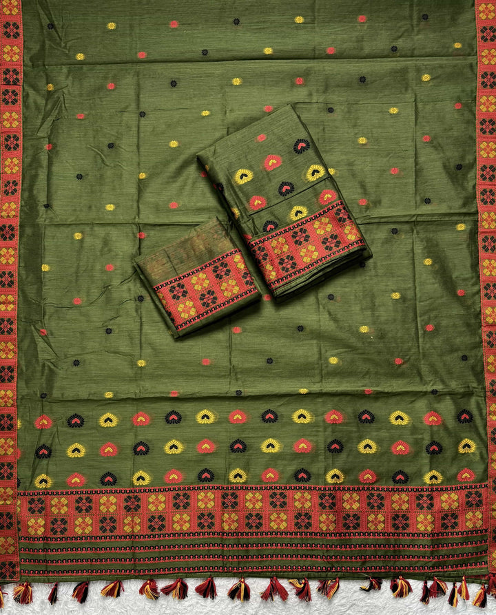 Ready-To-Wear Multi-Dhaga Work AC Cotton* Mekhela Sador