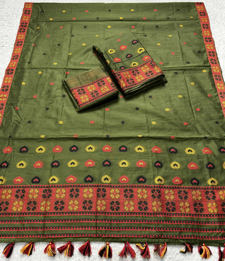 Ready-To-Wear Multi-Dhaga Work AC Cotton* Mekhela Sador