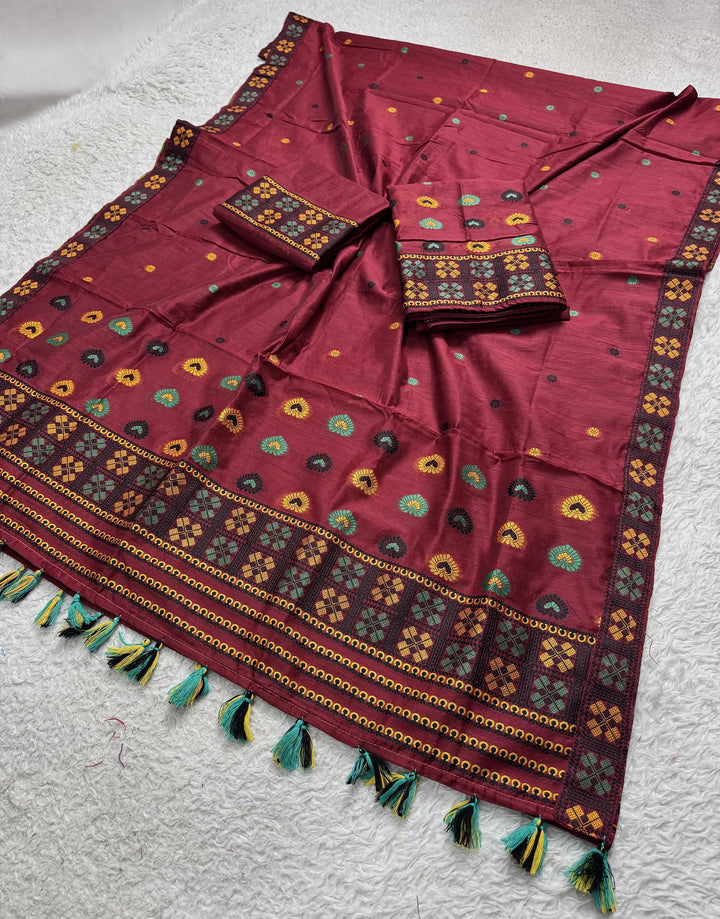 Ready-To-Wear Multi-Dhaga Work AC Cotton* Mekhela Sador