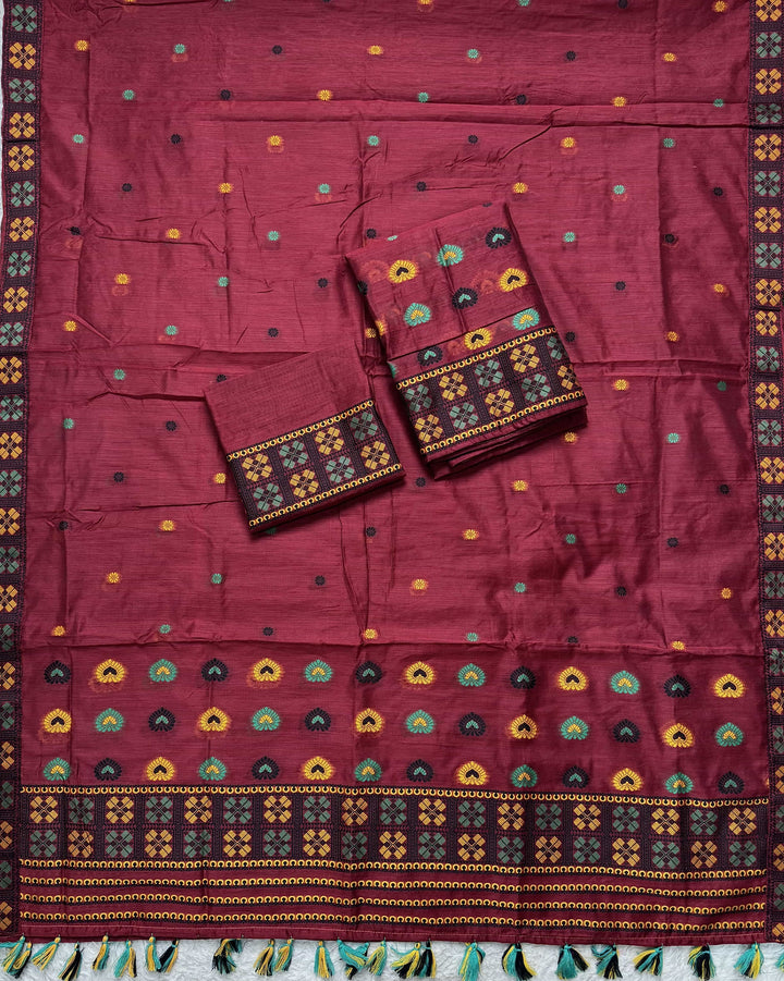 Ready-To-Wear Multi-Dhaga Work AC Cotton* Mekhela Sador
