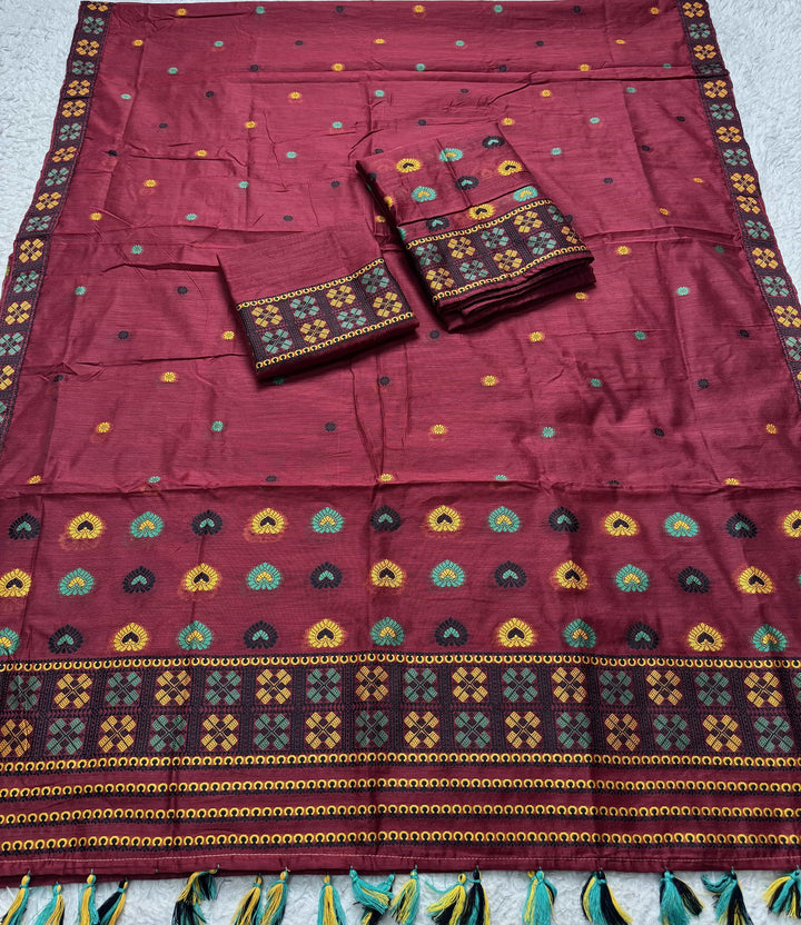 Ready-To-Wear Multi-Dhaga Work AC Cotton* Mekhela Sador