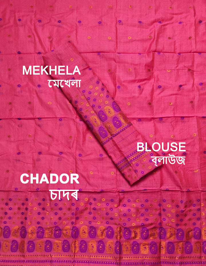 Jari & Dhaga Weaving Work Premium Cotton* Mekhela Sador