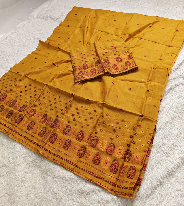 Jari & Dhaga Weaving Work Premium Cotton* Mekhela Sador