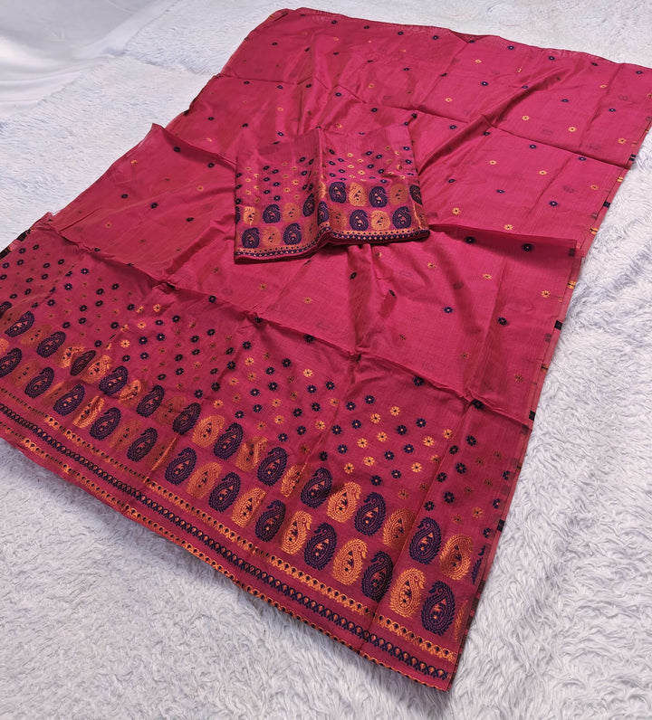 Jari & Dhaga Weaving Work Premium Cotton* Mekhela Sador