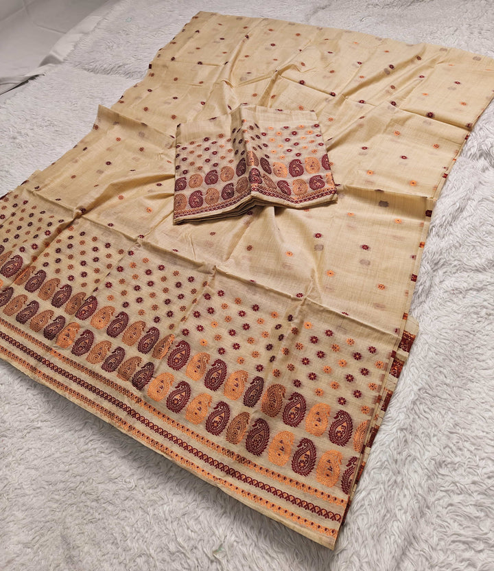 Jari & Dhaga Weaving Work Premium Cotton* Mekhela Sador