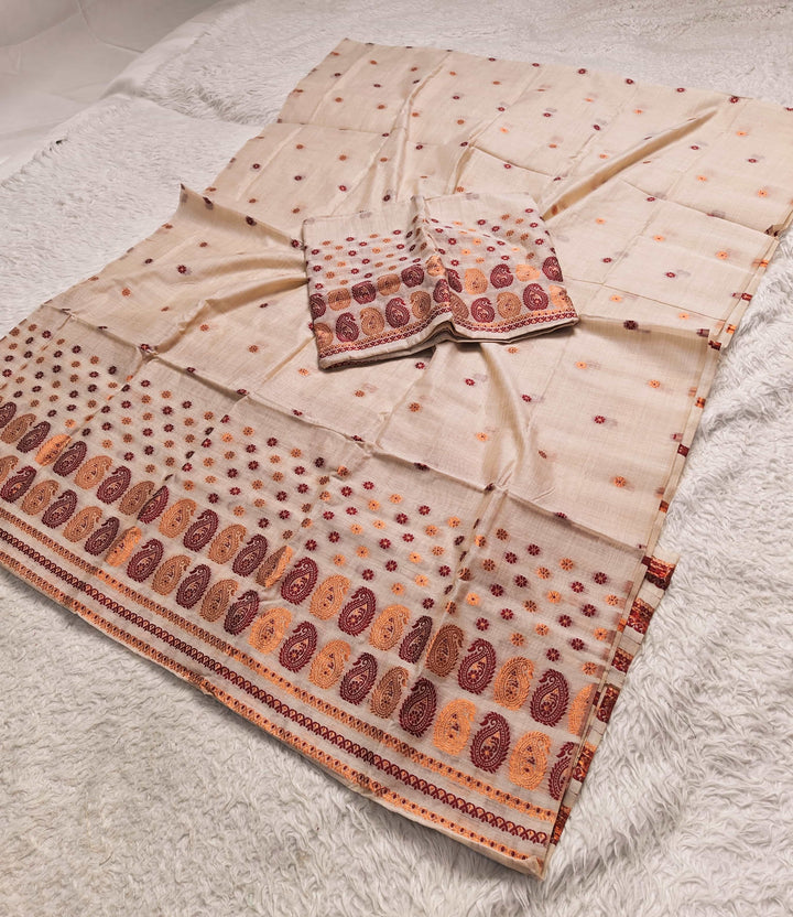 Jari & Dhaga Weaving Work Premium Cotton* Mekhela Sador