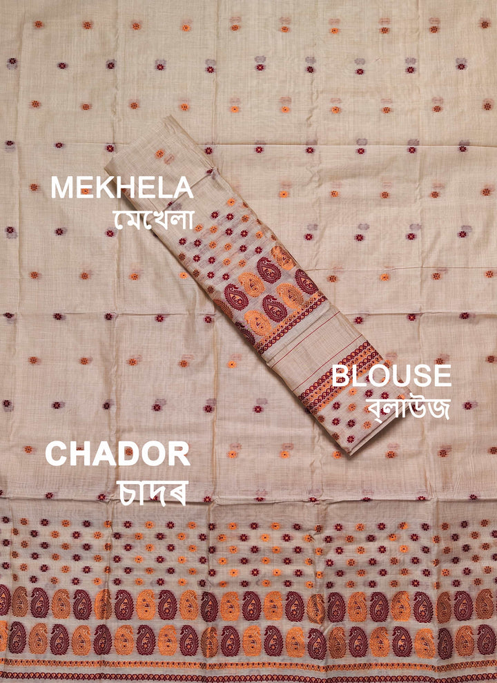 Jari & Dhaga Weaving Work Premium Cotton* Mekhela Sador