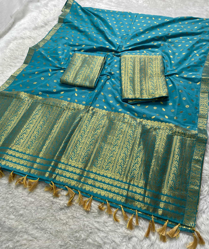 Ready-To-Wear Gold Guna Super Cotton* Mekhela Sador
