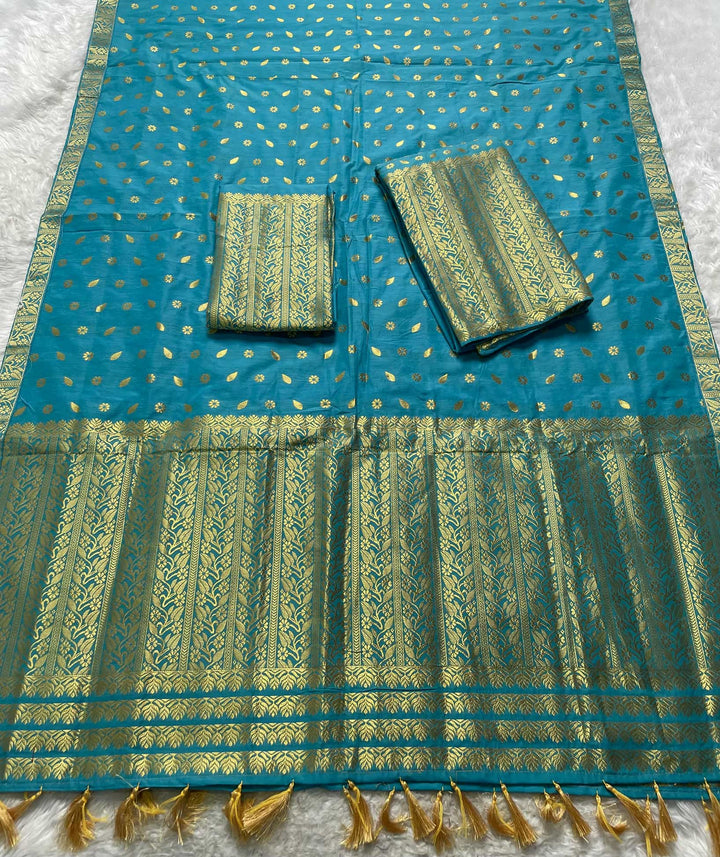 Ready-To-Wear Gold Guna Super Cotton* Mekhela Sador