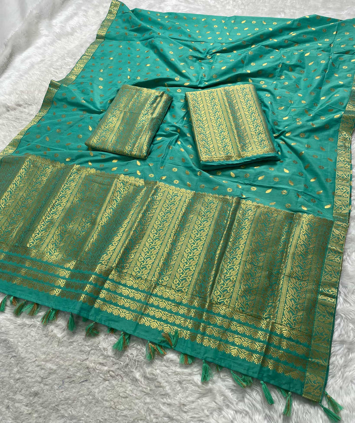 Ready-To-Wear Gold Guna Super Cotton* Mekhela Sador