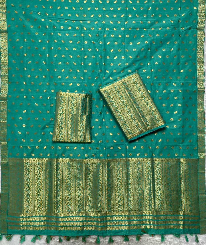 Ready-To-Wear Gold Guna Super Cotton* Mekhela Sador
