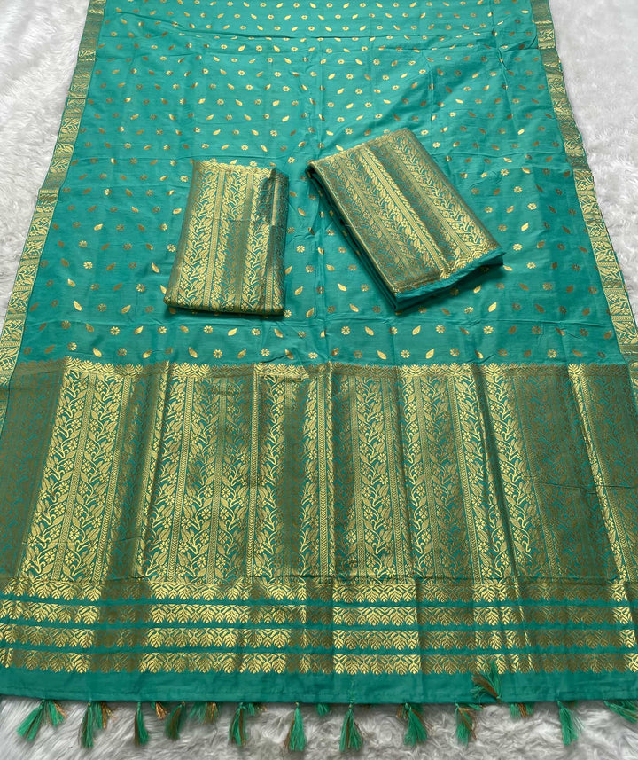 Ready-To-Wear Gold Guna Super Cotton* Mekhela Sador