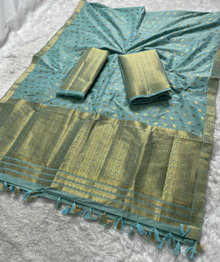 Ready-To-Wear Gold Guna Super Cotton* Mekhela Sador