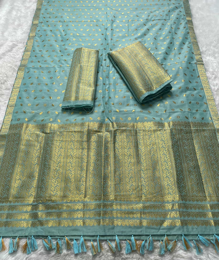 Ready-To-Wear Gold Guna Super Cotton* Mekhela Sador