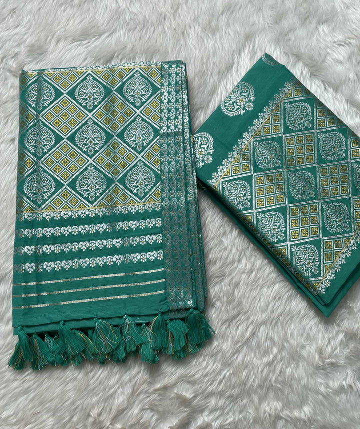 Ready-To-Wear Silver-Gold Guna Super Cotton* Mekhela Sador