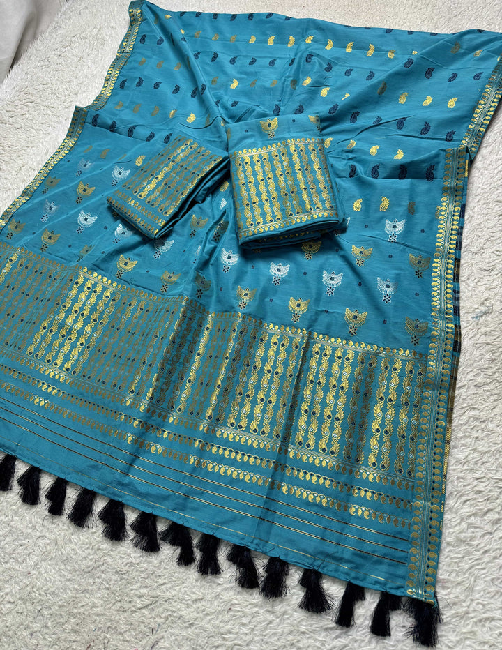 Ready-To-Wear Silver Silver Super Cotton* Mekhela Sador