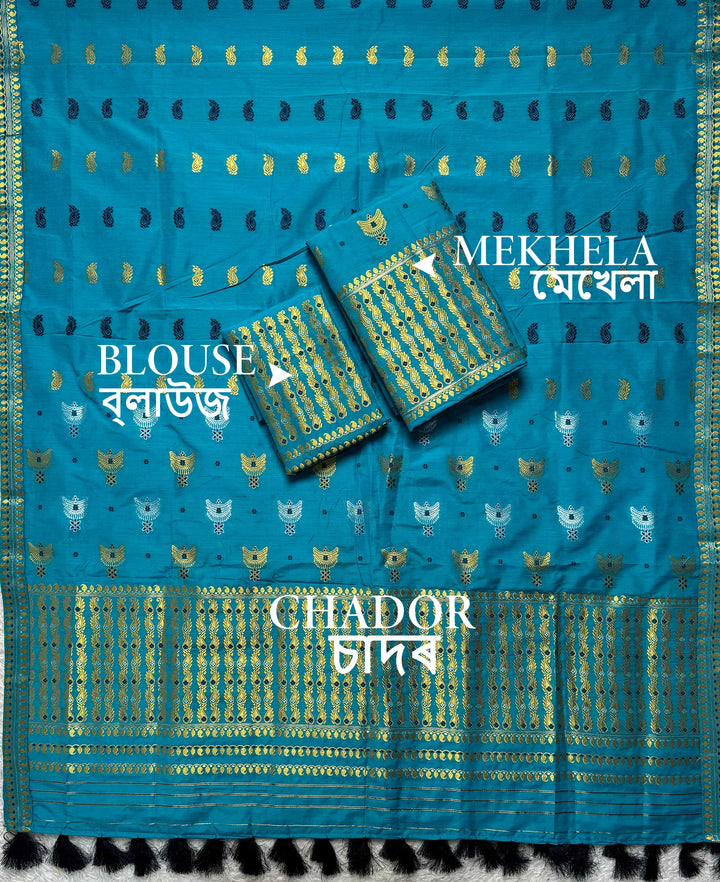 Ready-To-Wear Silver Silver Super Cotton* Mekhela Sador