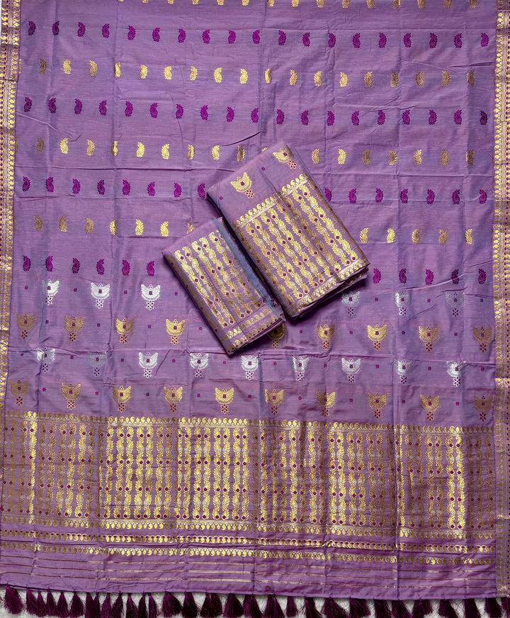 Ready-To-Wear Silver Silver Super Cotton* Mekhela Sador
