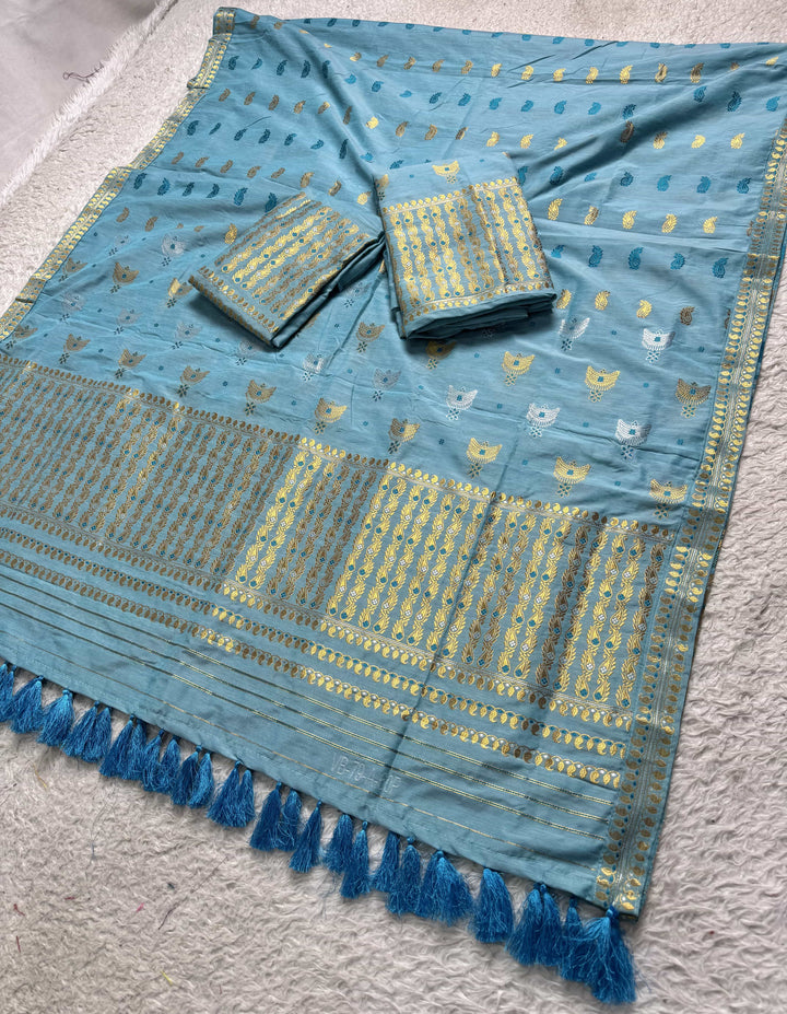 Ready-To-Wear Silver Silver Super Cotton* Mekhela Sador