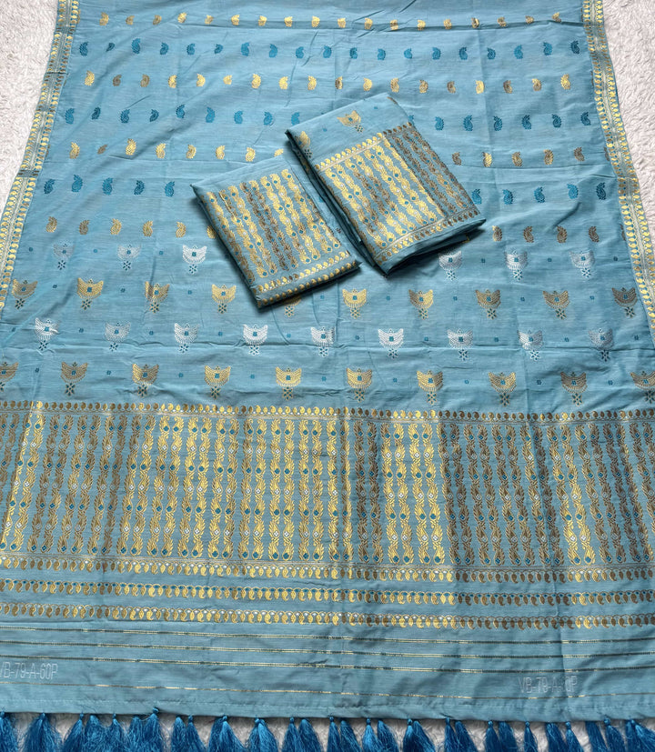 Ready-To-Wear Silver Silver Super Cotton* Mekhela Sador