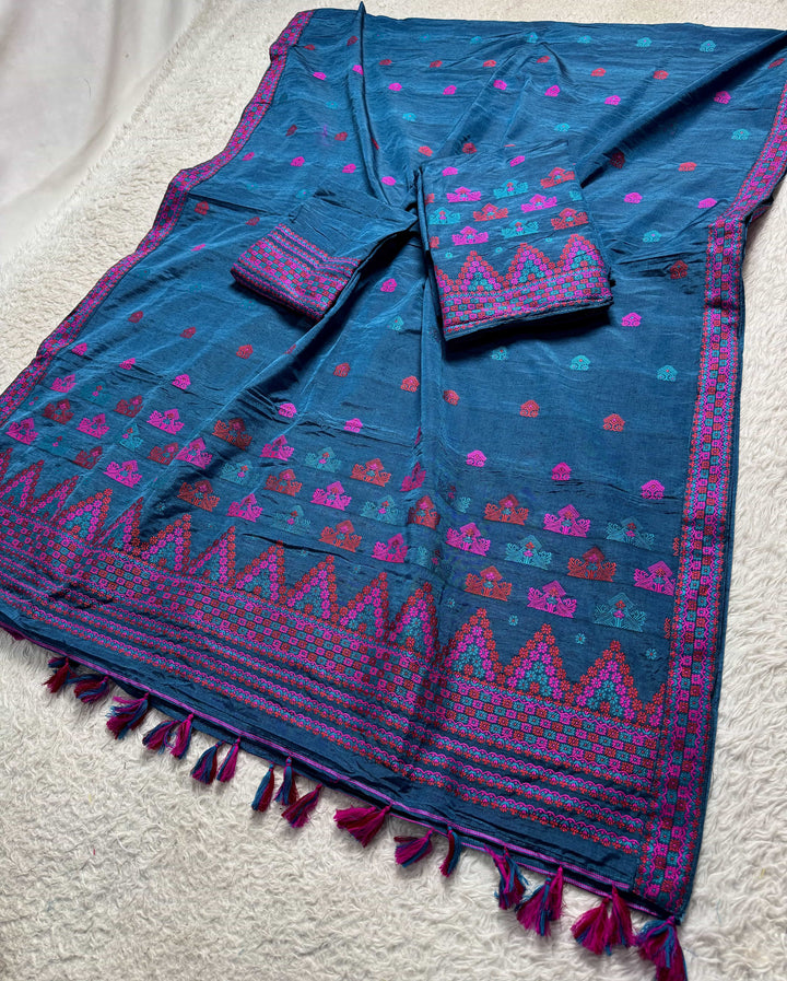 Ready-To-Wear Multi-Dhaga Work Super Cotton* Mekhela Sador