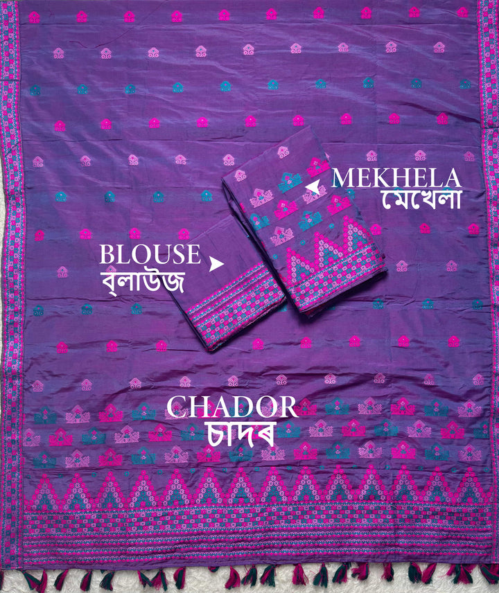 Ready-To-Wear Multi-Dhaga Work Super Cotton* Mekhela Sador