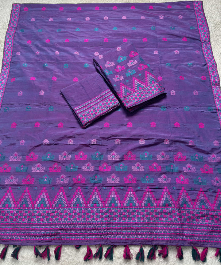 Ready-To-Wear Multi-Dhaga Work Super Cotton* Mekhela Sador