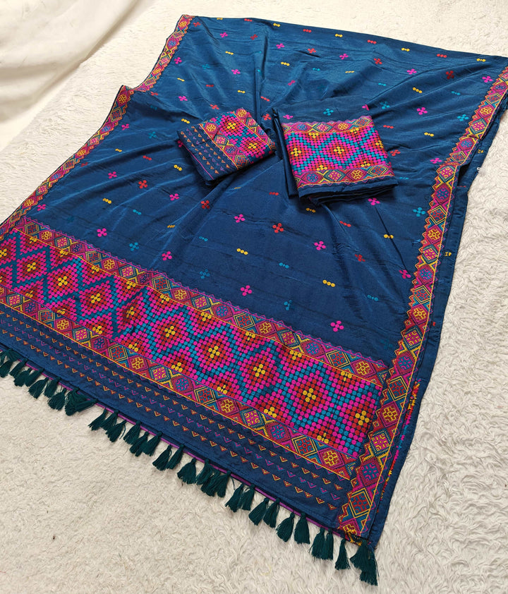 Ready-To-Wear Multi-Dhaga Work Super Cotton* Mekhela Sador