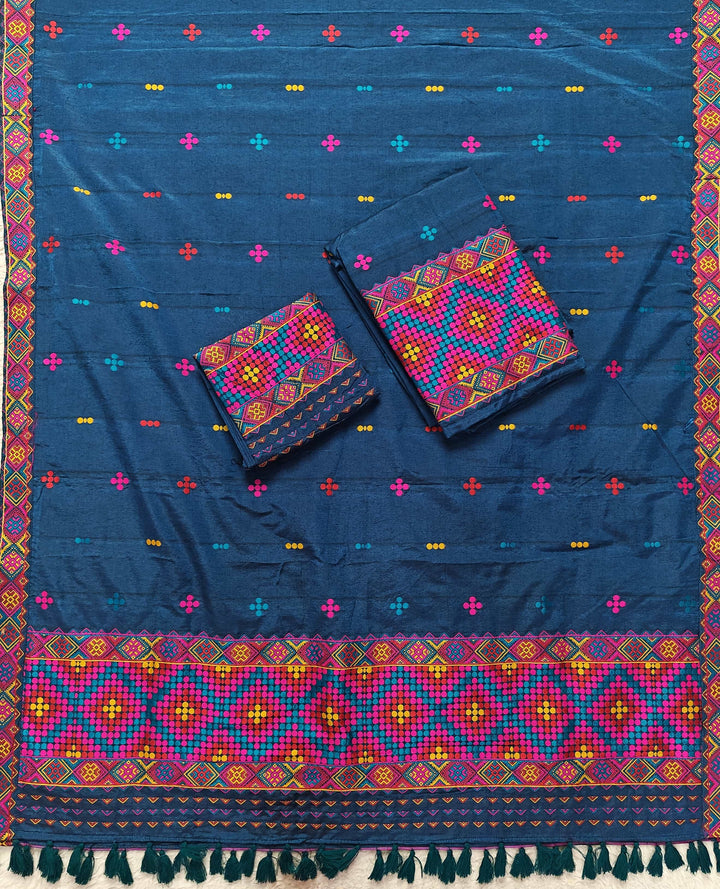 Ready-To-Wear Multi-Dhaga Work Super Cotton* Mekhela Sador