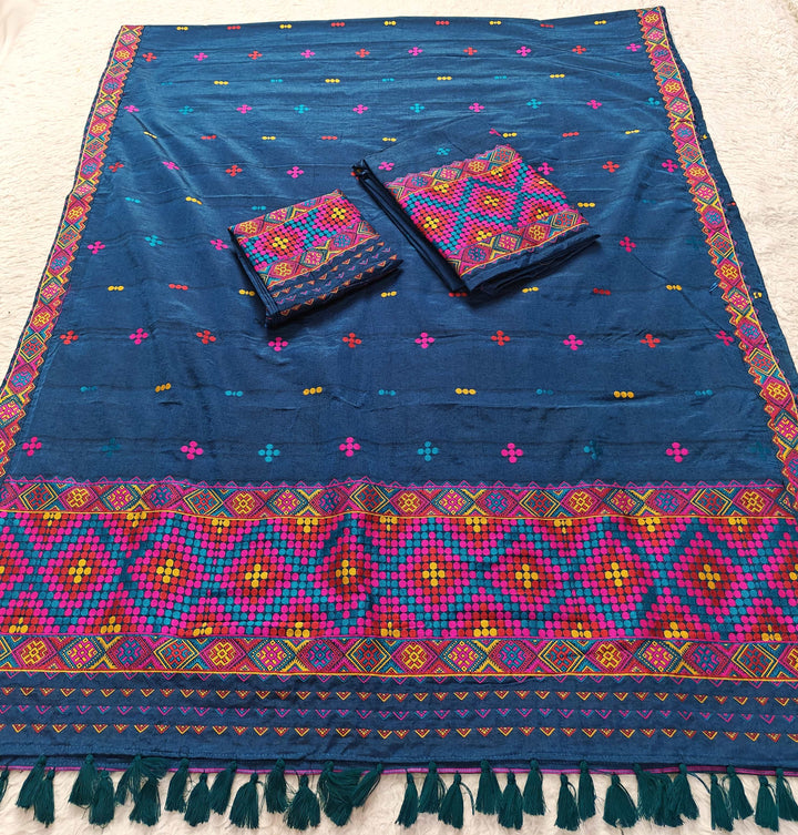 Ready-To-Wear Multi-Dhaga Work Super Cotton* Mekhela Sador