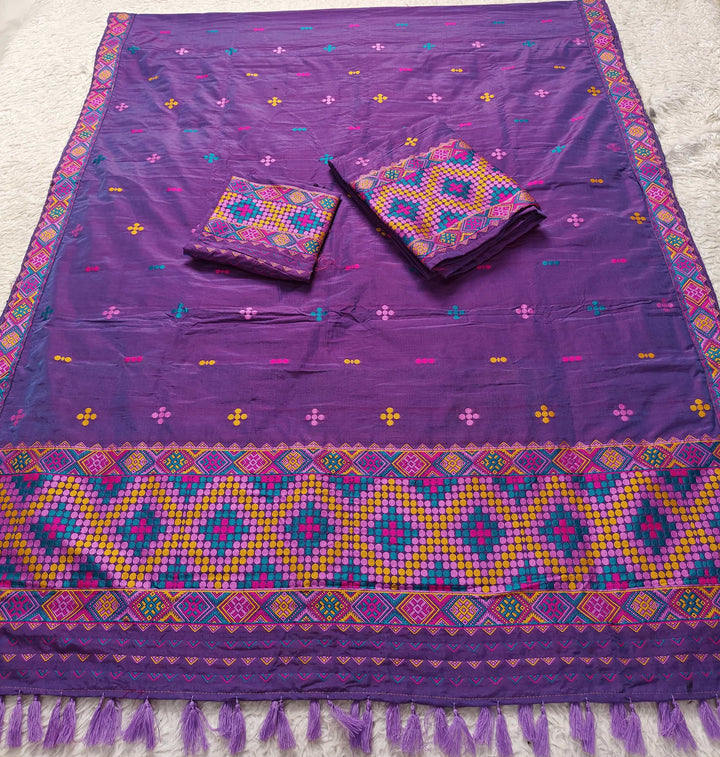 Ready-To-Wear Multi-Dhaga Work Super Cotton* Mekhela Sador