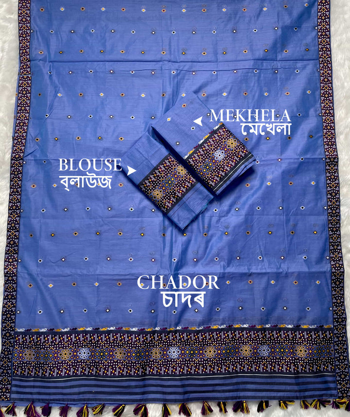Ready-To-Wear Multi-Dhaga Work AC Cotton* Mekhela Sador