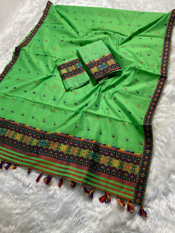 Ready-To-Wear Multi-Dhaga Work AC Cotton* Mekhela Sador