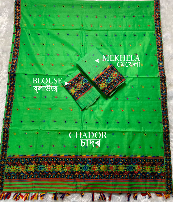 Ready-To-Wear Multi-Dhaga Work AC Cotton* Mekhela Sador