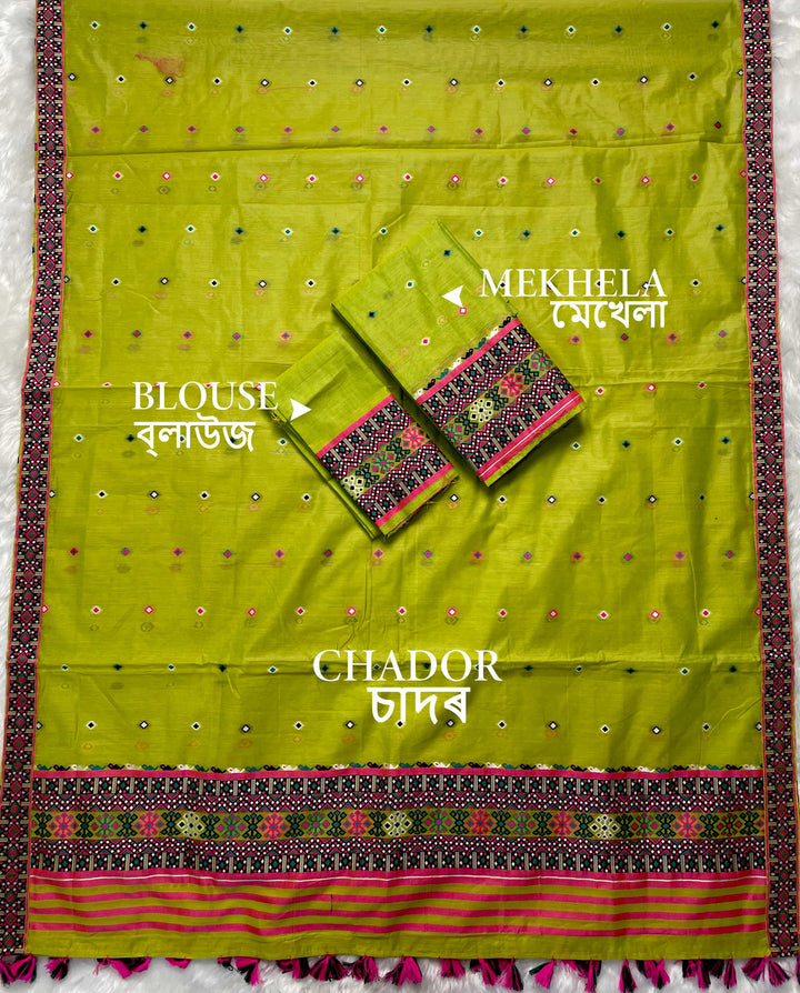 Ready-To-Wear Multi-Dhaga Work AC Cotton* Mekhela Sador