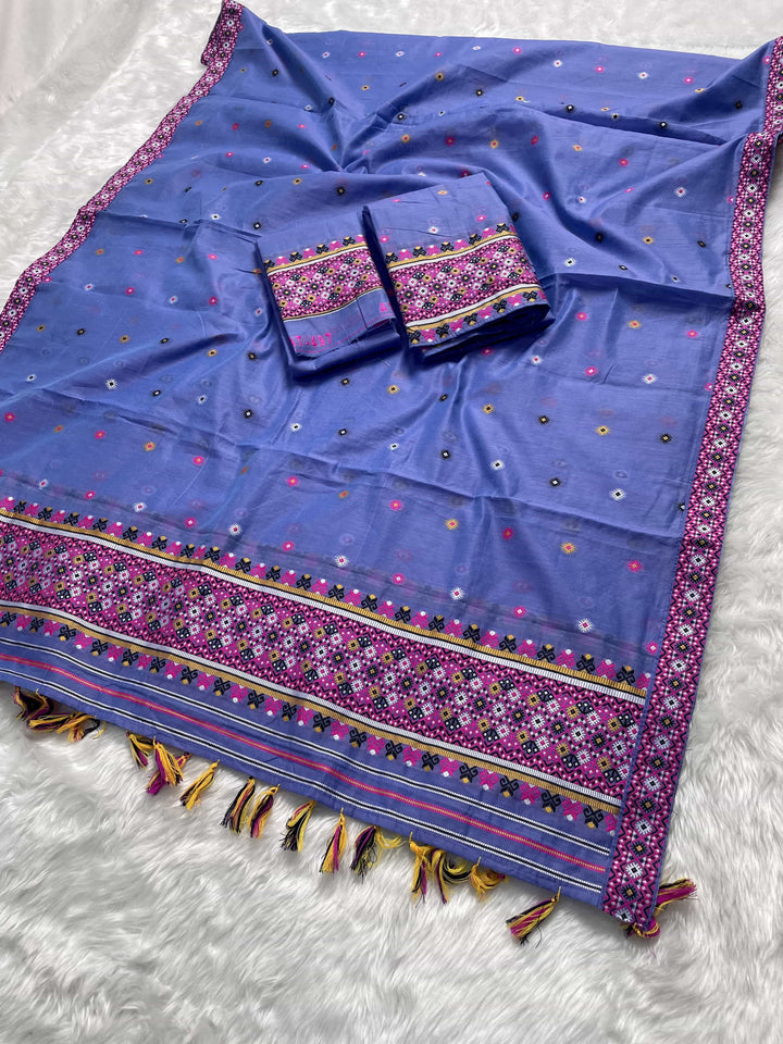 Ready-To-Wear Multi-Dhaga Work AC Cotton* Mekhela Sador