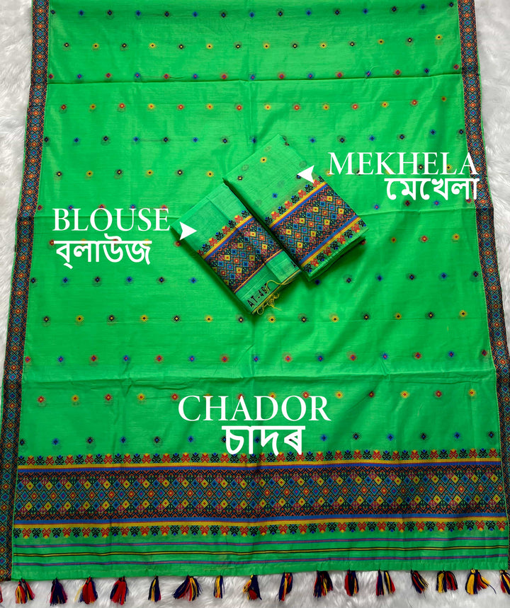 Ready-To-Wear Multi-Dhaga Work AC Cotton* Mekhela Sador