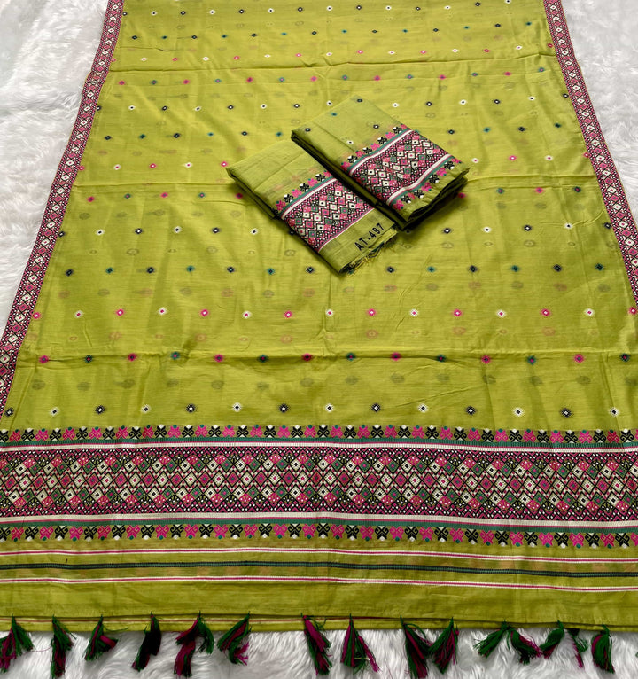 Ready-To-Wear Multi-Dhaga Work AC Cotton* Mekhela Sador