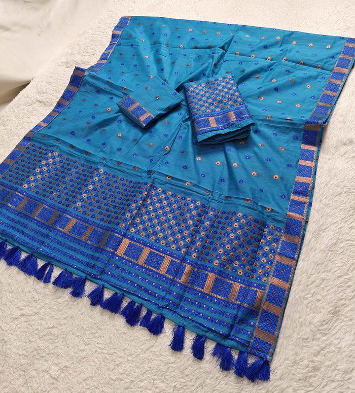 Ready-To-Wear Jari & Dhaga AC Cotton* Mekhela Sador
