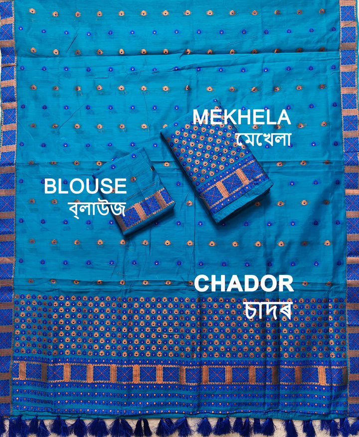 Ready-To-Wear Jari & Dhaga AC Cotton* Mekhela Sador