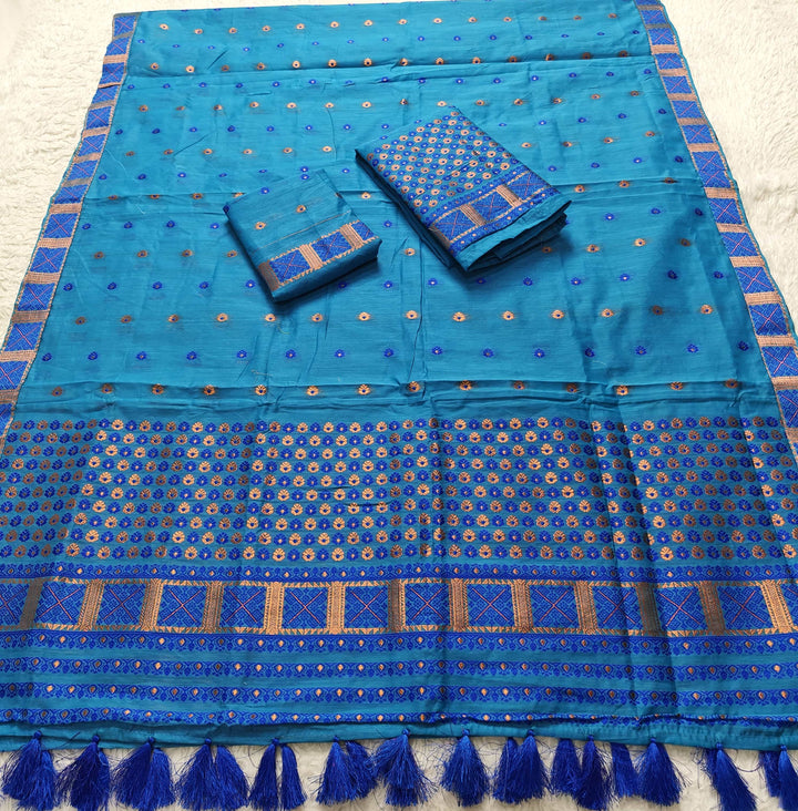 Ready-To-Wear Jari & Dhaga AC Cotton* Mekhela Sador